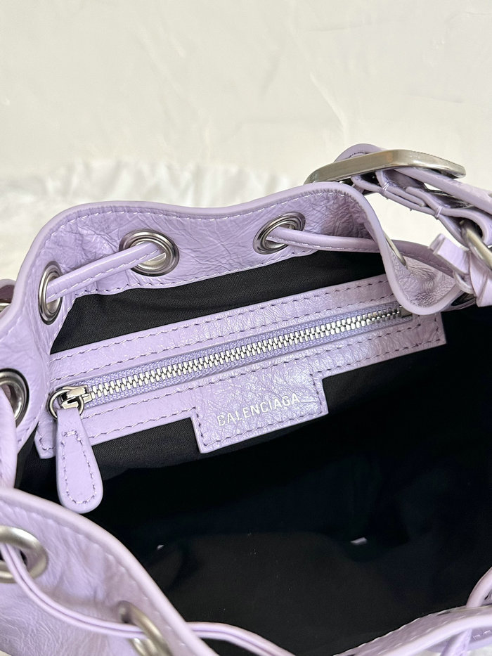 BALENCIAGA Le Cagole XS Leather Bucket Bag Purple B702431