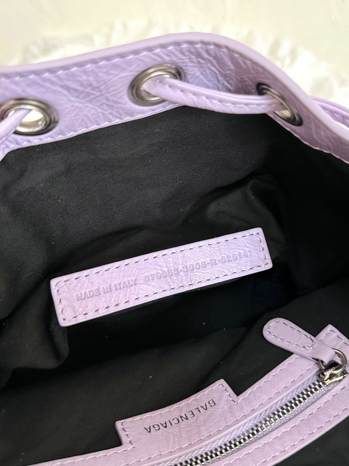 BALENCIAGA Le Cagole XS Leather Bucket Bag Purple B702431