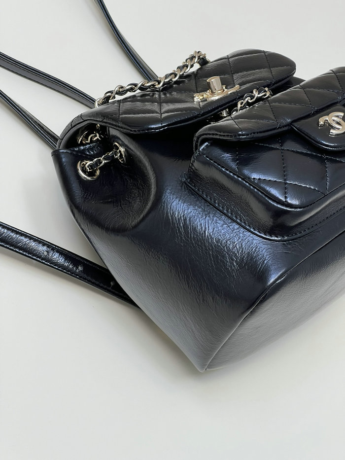 Chanel Shiny Calfskin Duma Backpack Black AS2908