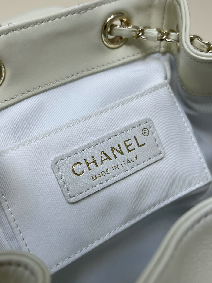 Chanel Shiny Calfskin Duma Backpack White AS2908