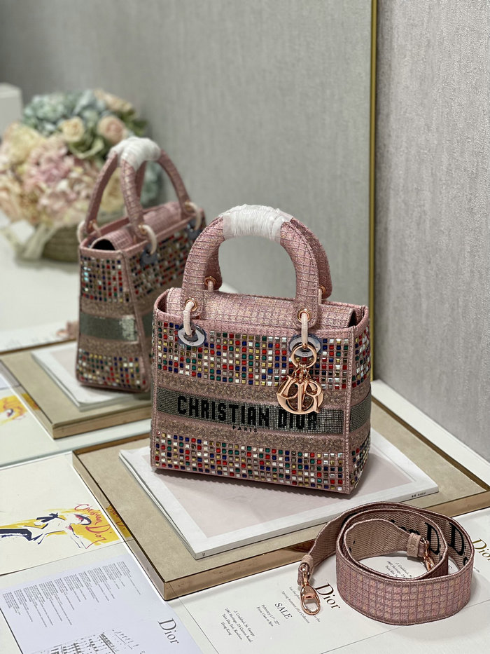 Medium Lady Embroidered Canvas D-lite Bag DM0553