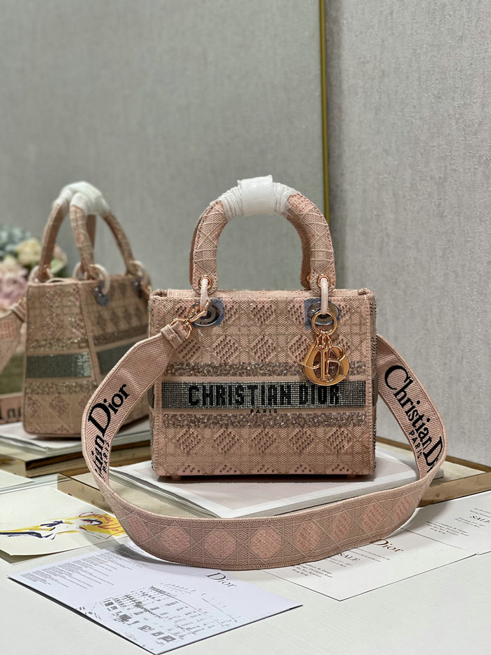 Medium Lady Embroidered Canvas D-lite Bag DM0554