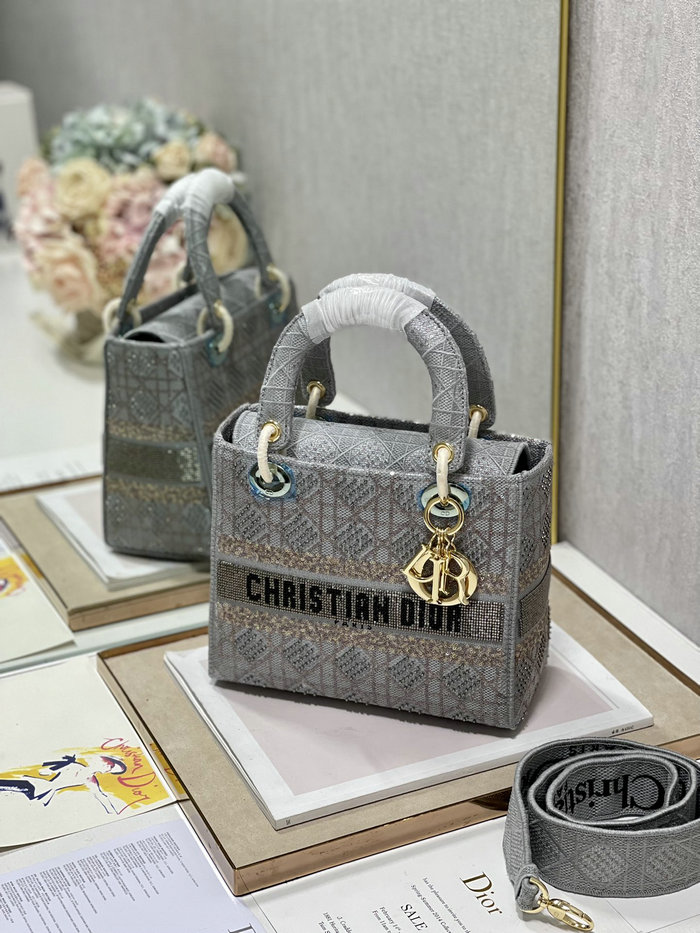 Medium Lady Embroidered Canvas D-lite Bag DM0556