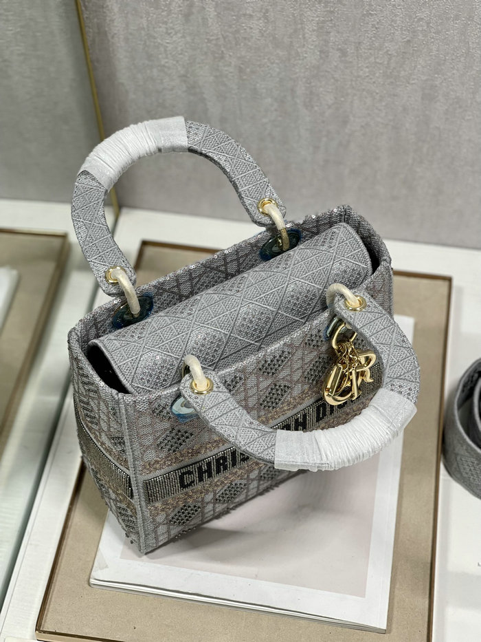 Medium Lady Embroidered Canvas D-lite Bag DM0556