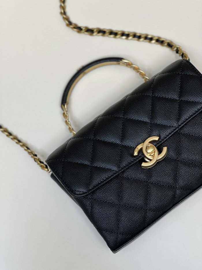 Chanel Grained Calfskin Flap Bag Black AS3982