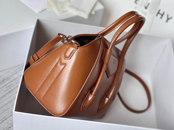 Givenchy Mini Antigona Lock Leather Satchel Brown G199115