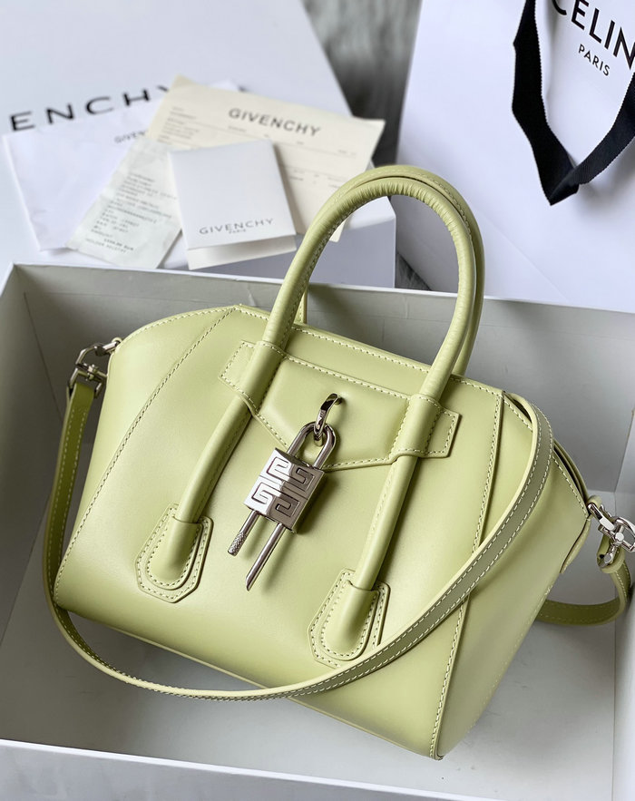 Givenchy Mini Antigona Lock Leather Satchel Green G199115