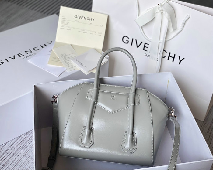 Givenchy Mini Antigona Lock Leather Satchel Grey G199115