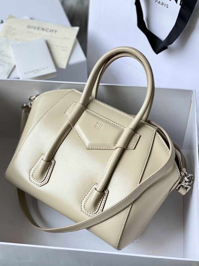 Givenchy Mini Antigona Lock Leather Satchel Light Grey G199115