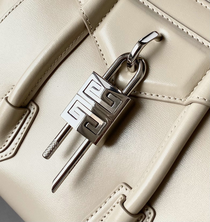 Givenchy Mini Antigona Lock Leather Satchel Light Grey G199115