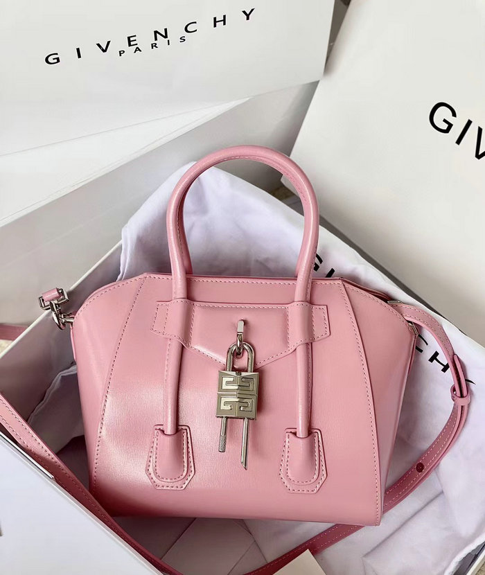 Givenchy Mini Antigona Lock Leather Satchel Pink G199115