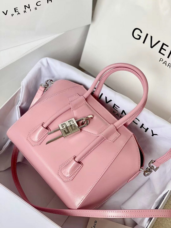 Givenchy Mini Antigona Lock Leather Satchel Pink G199115