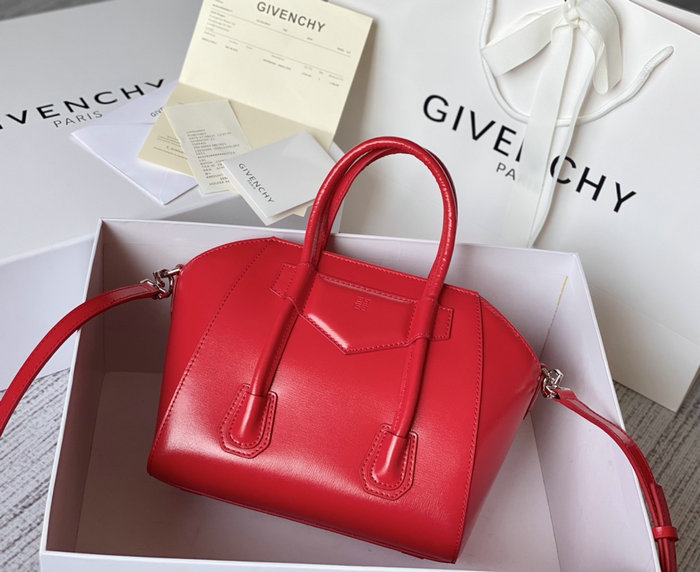 Givenchy Mini Antigona Lock Leather Satchel Red G199115