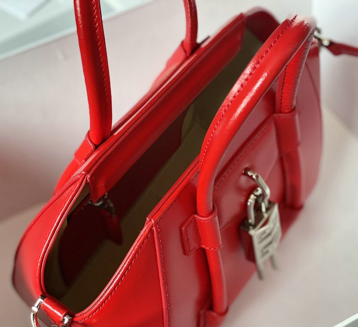 Givenchy Mini Antigona Lock Leather Satchel Red G199115