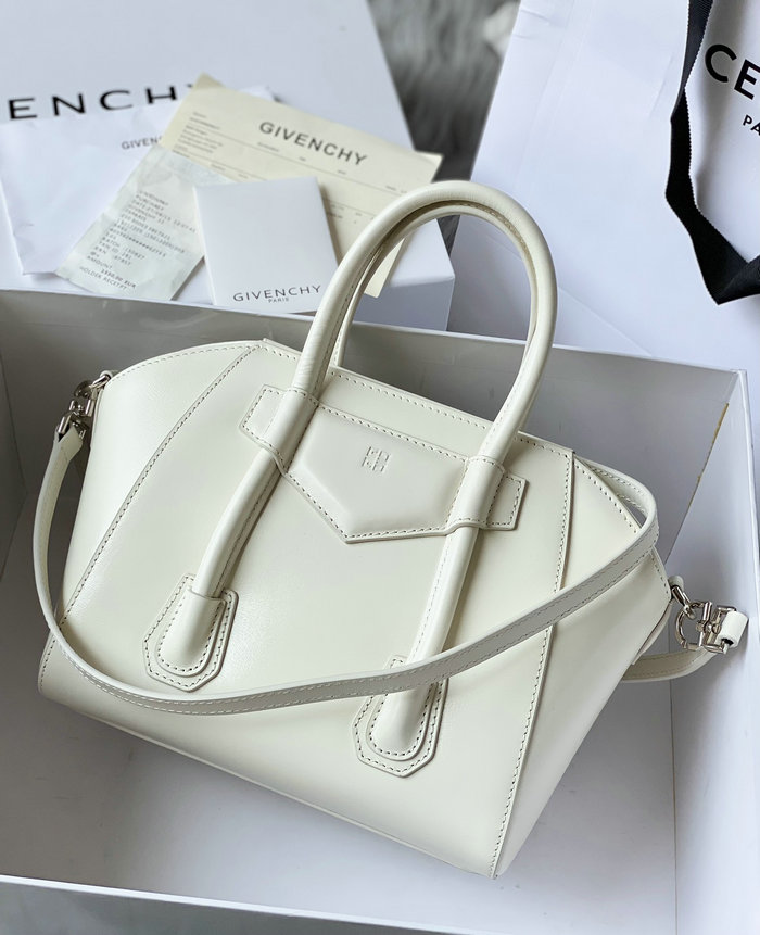 Givenchy Mini Antigona Lock Leather Satchel White G199115