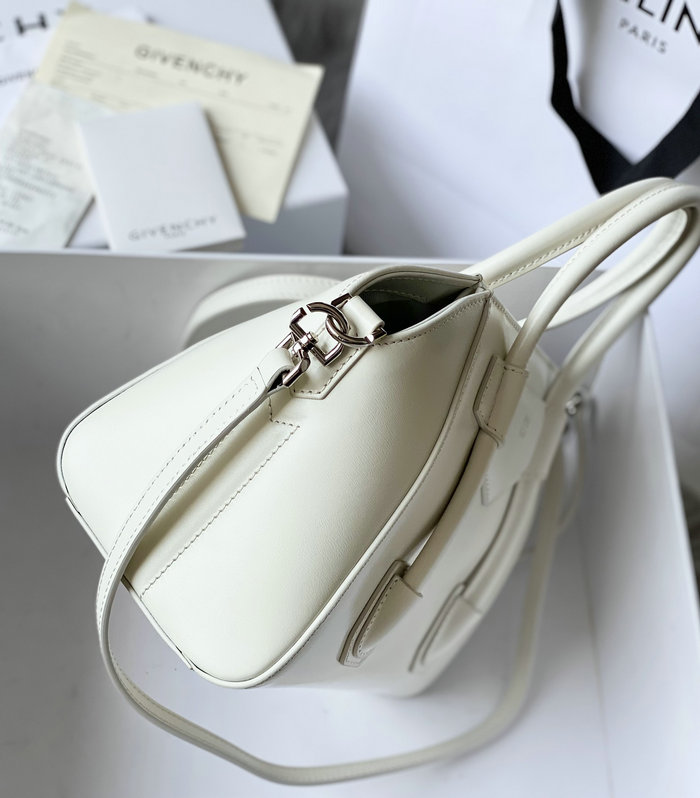 Givenchy Mini Antigona Lock Leather Satchel White G199115