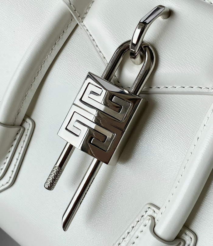 Givenchy Mini Antigona Lock Leather Satchel White G199115