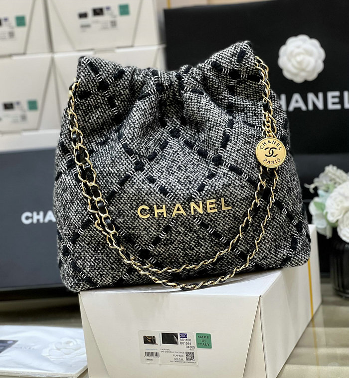 Chanle Tweed Medium 22 Bag Grey AS3261