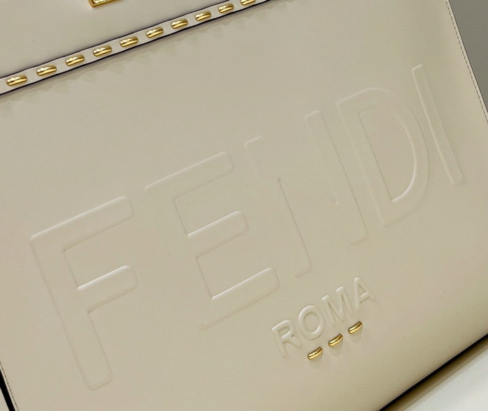 Fendi Sunshine Medium Leather Shopper White F8395