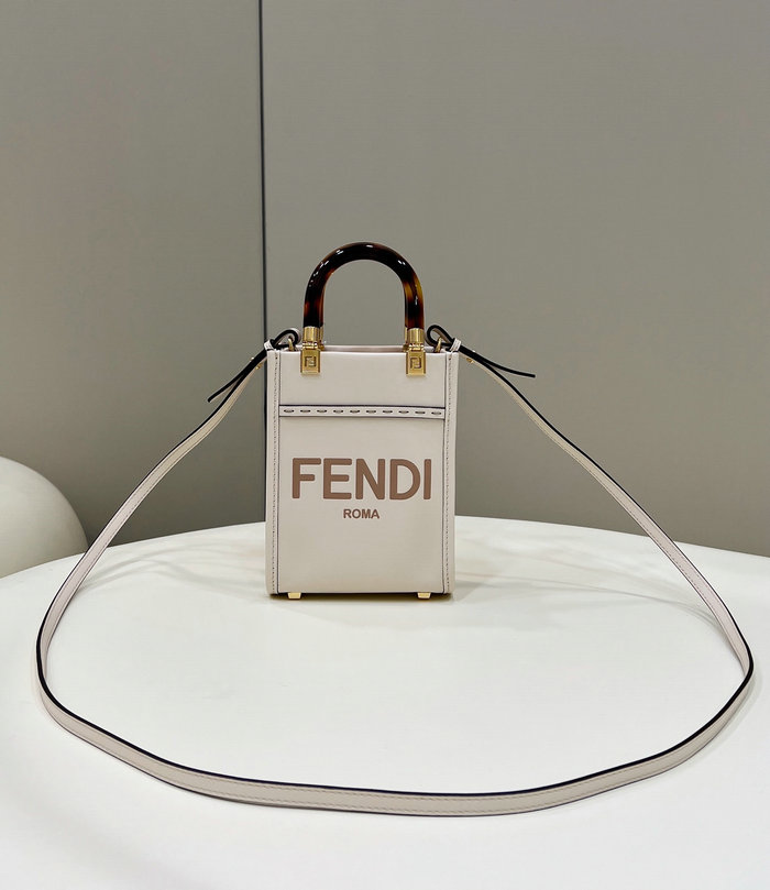 Fendi Sunshine Mini Tote Bag White F8376