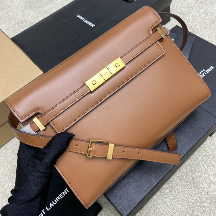 Saint Laurent Manhattan Shoulder Bag Brown 579271