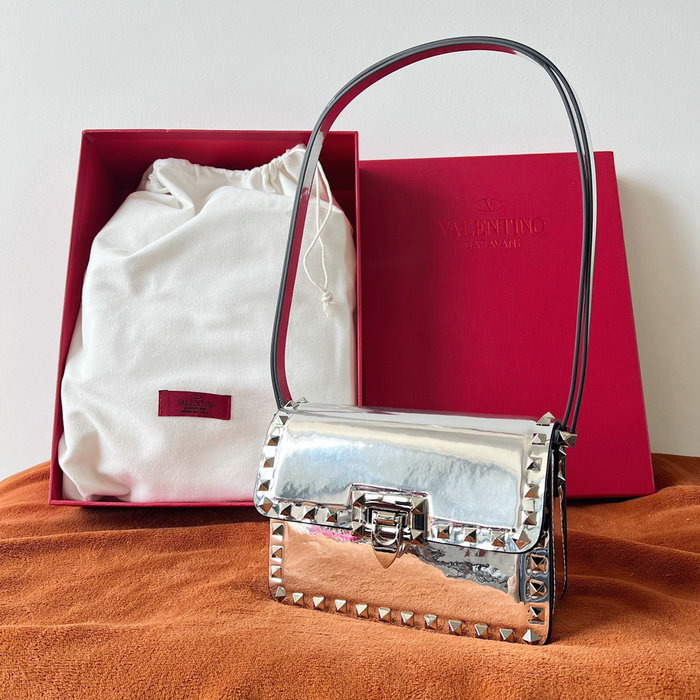 Valentino Garavani Small Rockstud23 Shoulder Bag Silver V0312