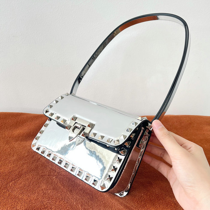 Valentino Garavani Small Rockstud23 Shoulder Bag Silver V0312