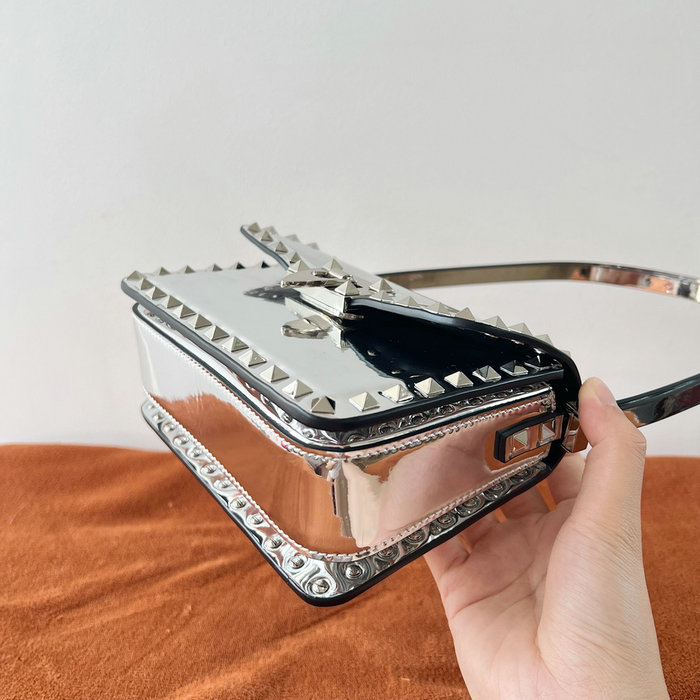 Valentino Garavani Small Rockstud23 Shoulder Bag Silver V0312