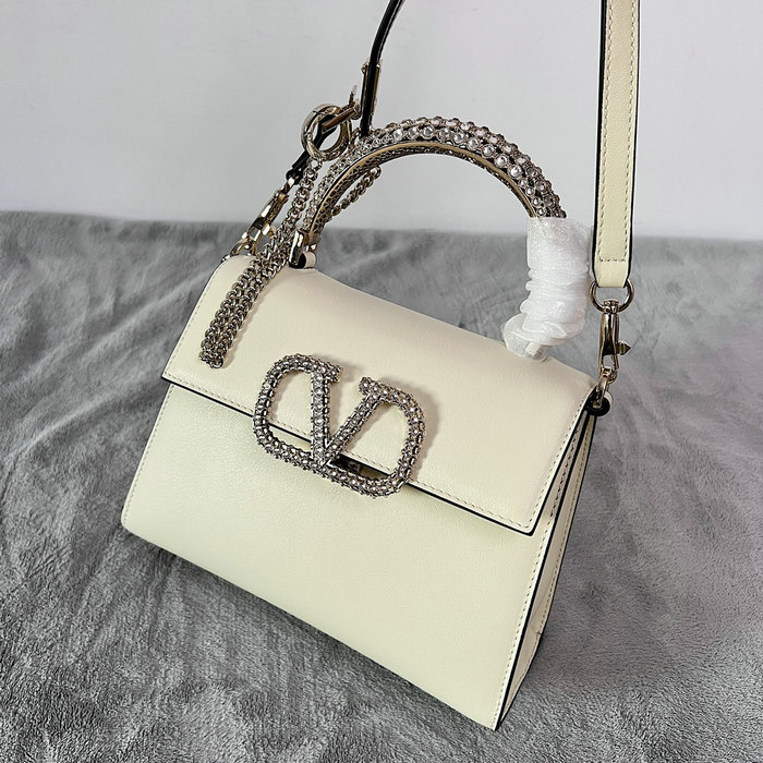 Valentino Small VSling crystal embellished Handbag White V2628