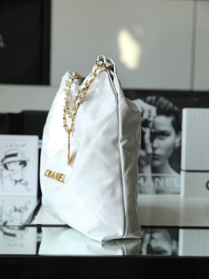 Chanel 22 Shiny Calfskin Handbag White AS3261