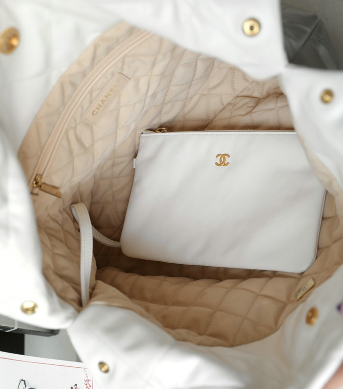 Chanel 22 Shiny Calfskin Handbag White AS3261