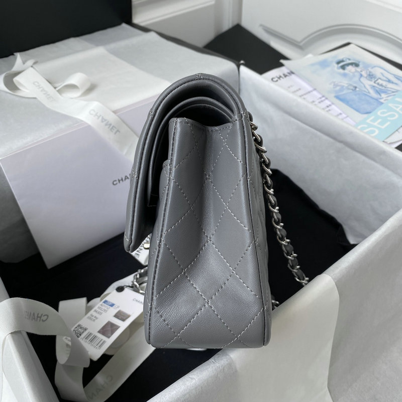 Medium Classic Flap Handbag Grey with Silver A01112