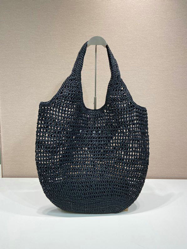 Prada Raffia Crochet tote bag Black 1BG424