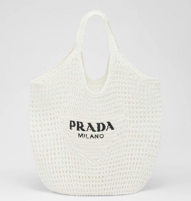 Prada Raffia Crochet tote bag White 1BG424