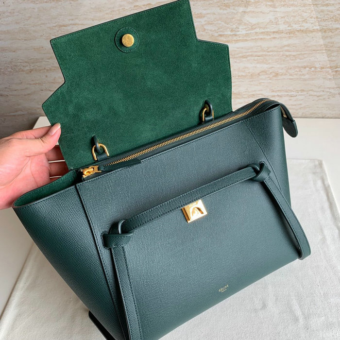 Celine Grained Calfskin Belt Bag Dark Green CB202428