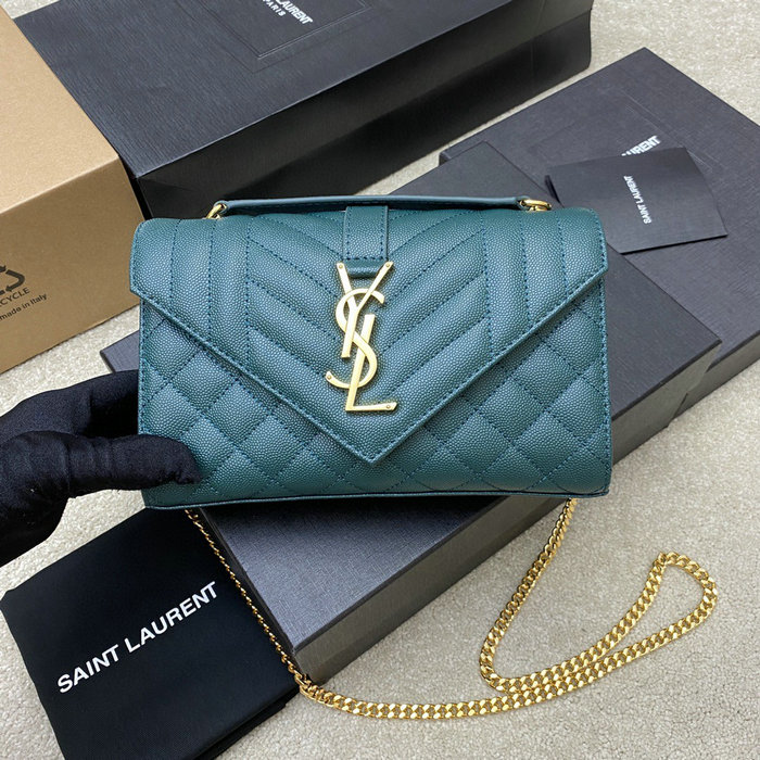 Saint Laurent Small Envelope Shoulder Bag Turquoise 526286