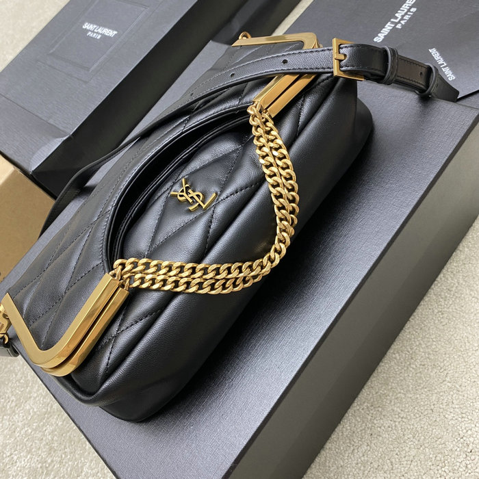 Saint Laurent Cerniera Shoulder Bag Black 754001