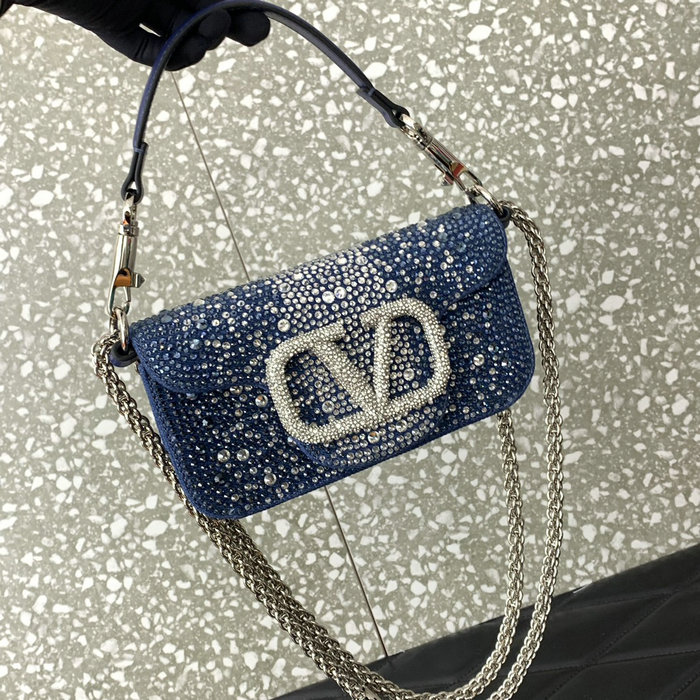 Valentino Small Loco Shoulder Bag Denim V5030