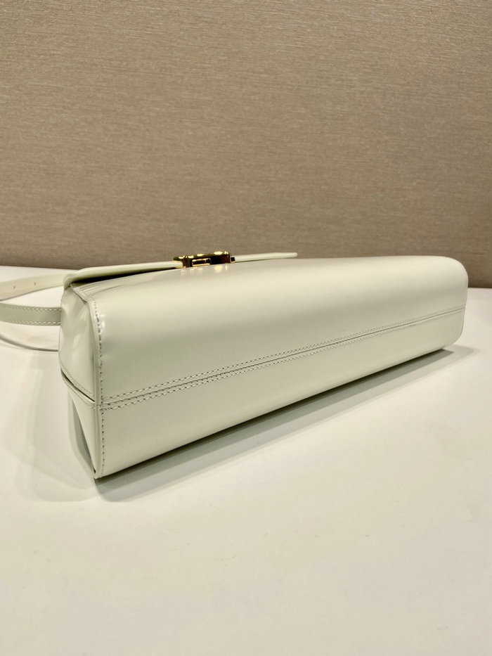 Prada Large Brushed Leather Handbag White 1BD342