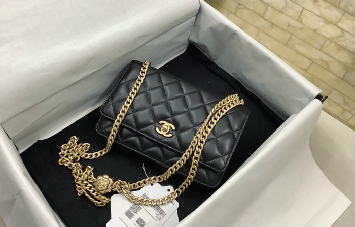 Chanel Lambskin WOC Wallet Black AP3297