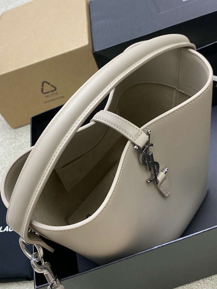 YSL Small Le 37 Leather Bucket Bag Light Beige 749036