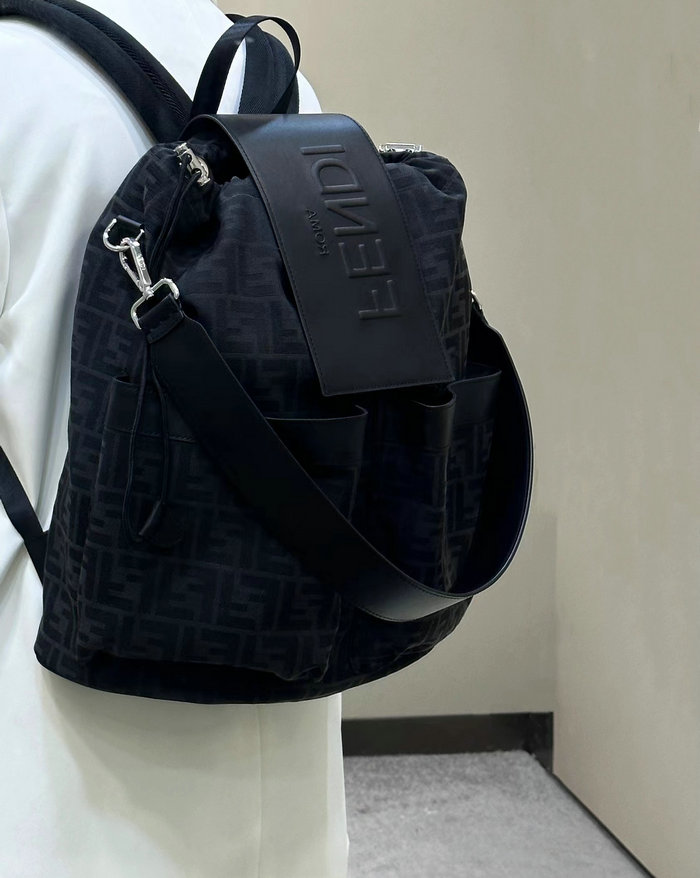 Fendi FF Jacquard Strike Medium Backpack Black F8583