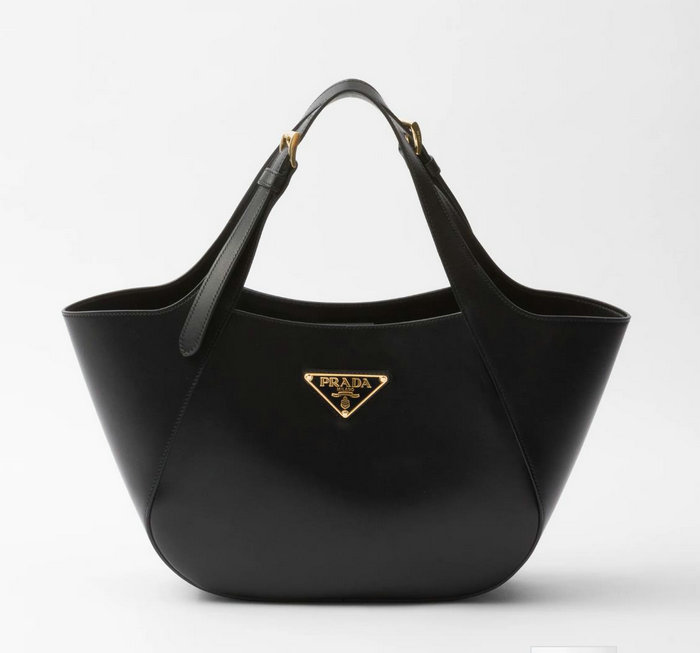 Prada Medium Leather Tote Bag Black 1BG483