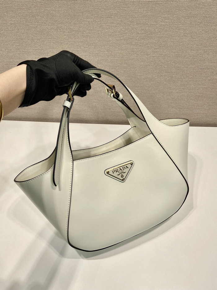 Prada Medium Leather Tote Bag White 1BG483