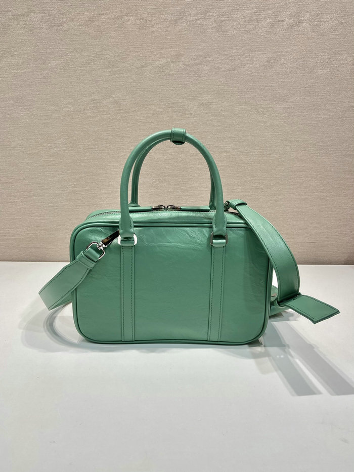 Prada Medium antique nappa leather top handle bag Green 1BB092