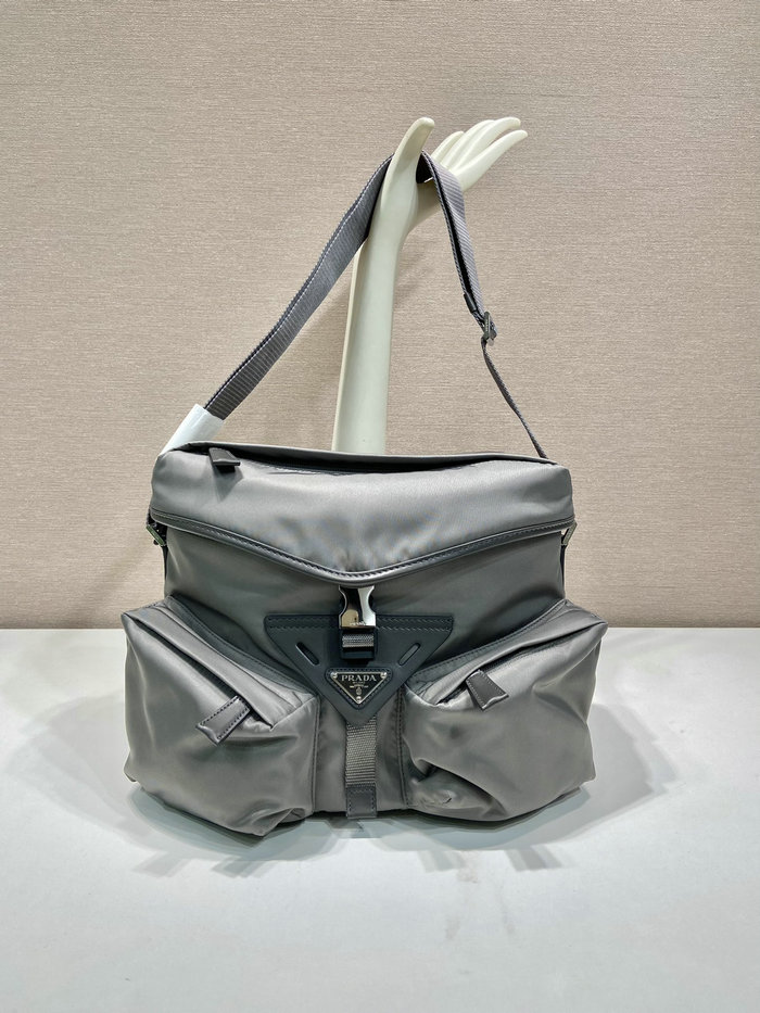 Prada Re-Nylon and leather shoulder bag Grey 2VD062