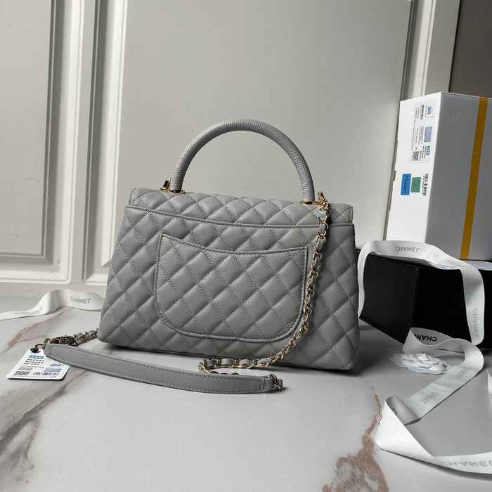 Chanel Flap Bag With Top Handle Grey A92991