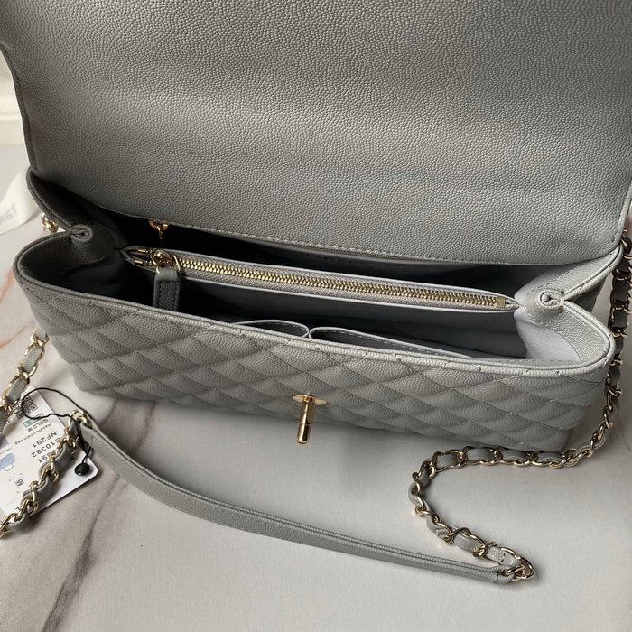 Chanel Flap Bag With Top Handle Grey A92991