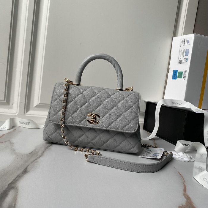 Chanel Small Coco Handle Bag Grey A92990