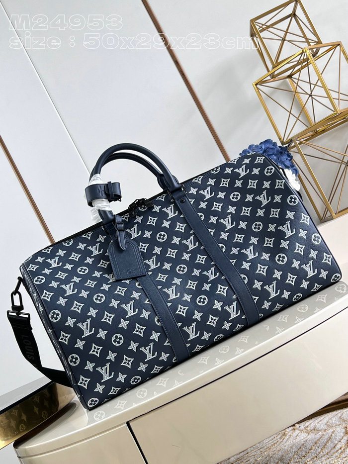 Louis Vuitton Keepall Bandouliere 50 Blue M24953